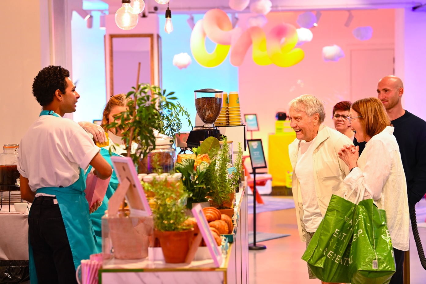 People queing up at the cafe