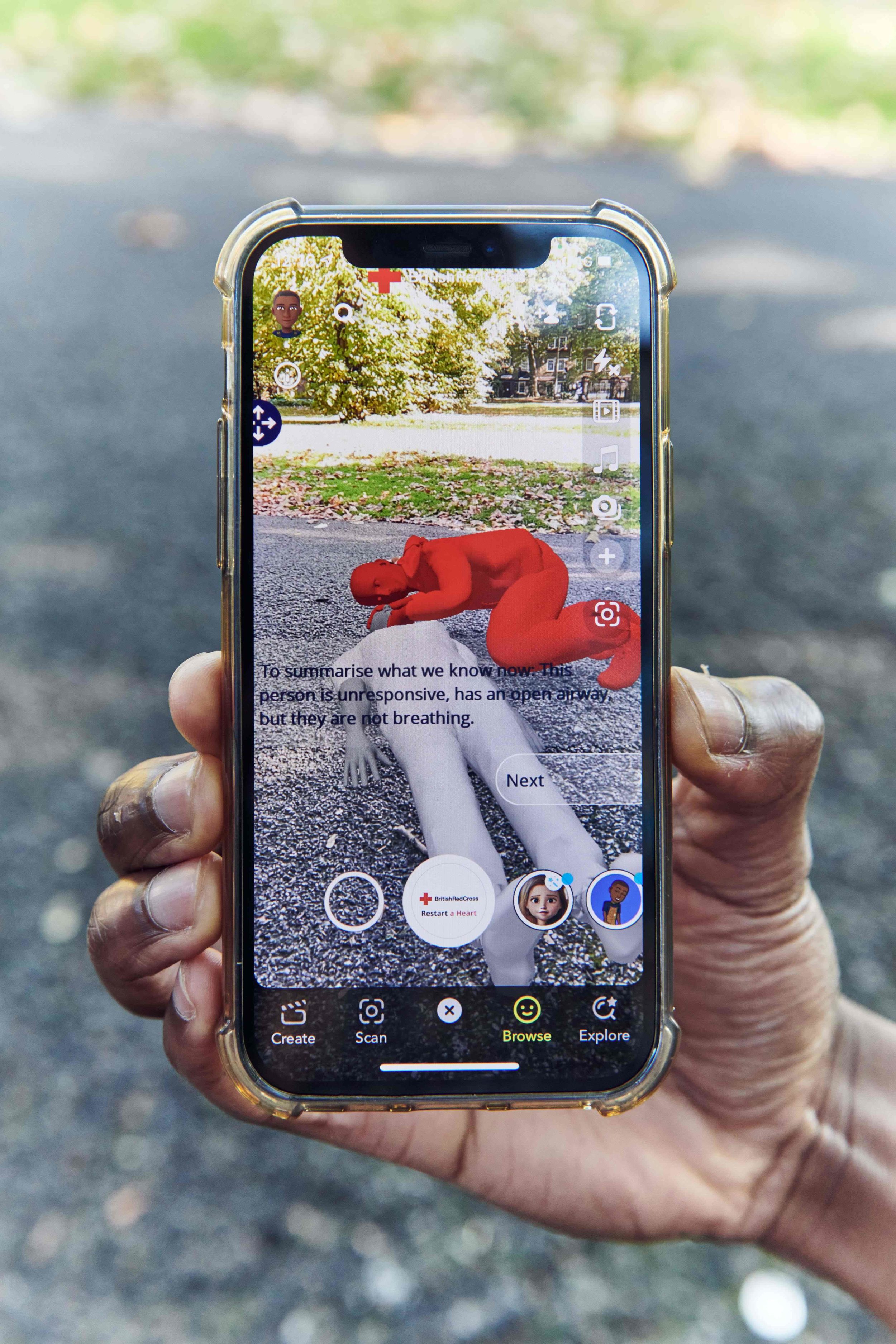The Snapchat AR lens in action on a phone